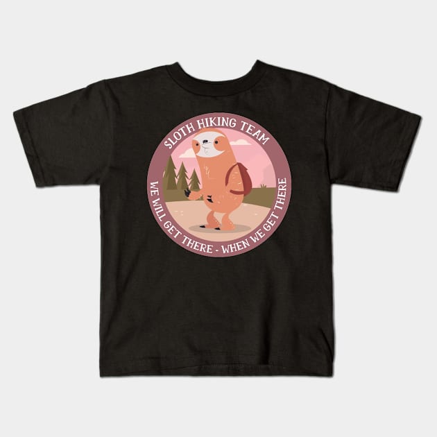 Sloth Hiking Team Kids T-Shirt by freemana